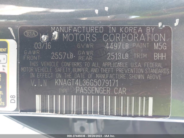 KIA Optima Lx 2016 KNAGT4L36G5079171 Image 9