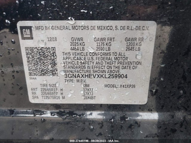 Chevrolet EQUINOX LS 2019 3GNAXHEVXKL259904 Image 9