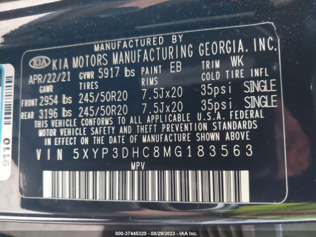 5XYP3DHC8MG183563 KIA Telluride Ex