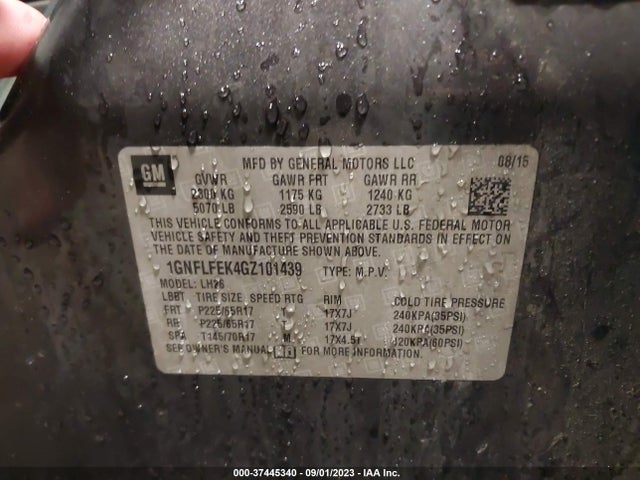 Chevrolet EQUINOX LT 2016 1GNFLFEK4GZ101439 Image 9