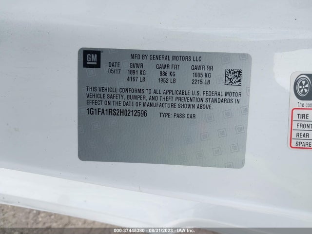 Chevrolet Camaro 1ls 2017 1G1FA1RS2H0212596 Image 9