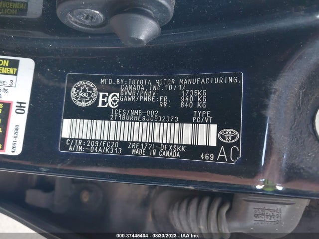 Toyota COROLLA SE 2018 2T1BURHE9JC992373 Image 9