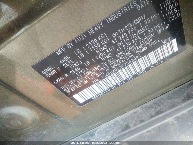 2015 SUBARU OUTBACK 2.5I PREMIUM VIN: 4S4BSADC8F3363081