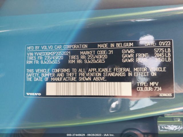 YV4ED3GM2P2052021 Volvo C40 Recharge Pure Ultimate