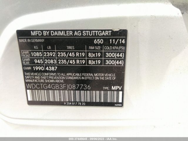 WDCTG4GB3FJ087736 Mercedes-Benz Gla-class Gla 250
