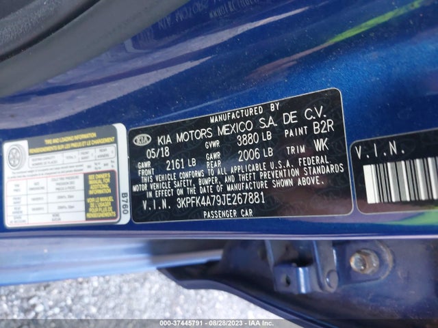 2018 KIA FORTE LX VIN: 3KPFK4A79JE267881