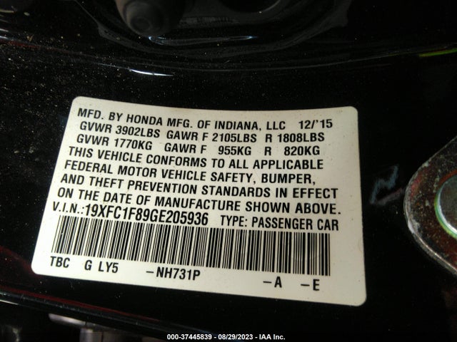 Honda Civic Ex-l 2016 19XFC1F89GE205936 Image 9