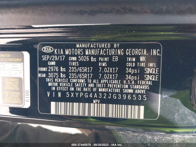 KIA SORENTO L 2018 5XYPG4A32JG396535 Image 9