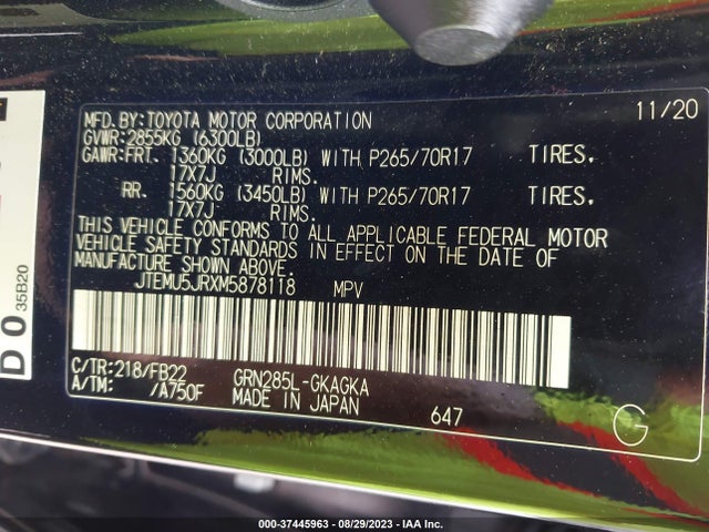 Toyota 4RUNNER SR5 2021 JTEMU5JRXM5878118 Image 16
