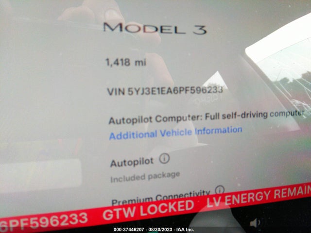 2023 Tesla 3, VIN: 5YJ3E1EA6PF596233