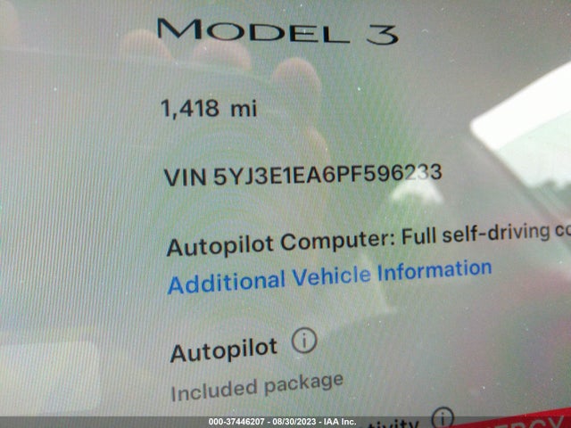 2023 Tesla 3, VIN: 5YJ3E1EA6PF596233
