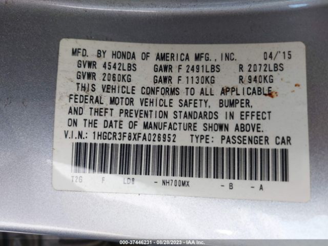 1HGCR3F8XFA026952 Honda Accord Sedan Ex-l