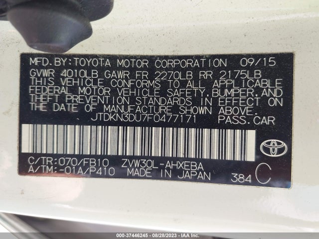 Toyota Prius Four 2015 JTDKN3DU7F0477171 Image 16