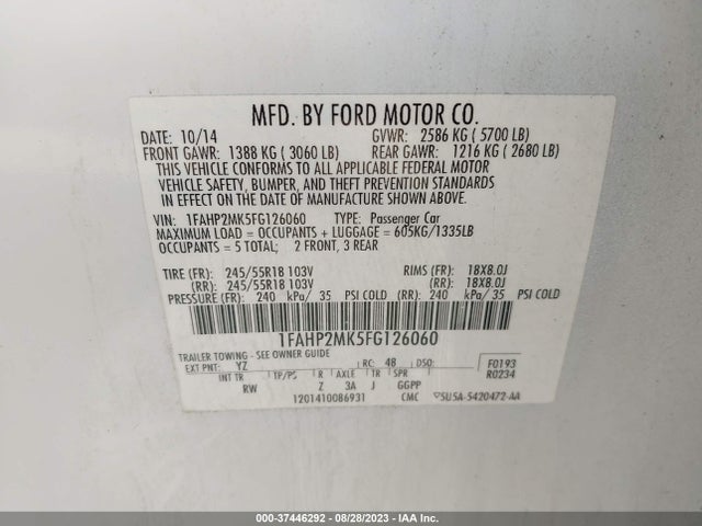 Ford SEDAN POLICE INTERCEPTOR 2015 1FAHP2MK5FG126060 Image 9