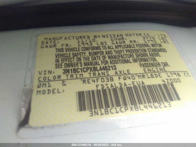 2011 NISSAN VERSA 1.8S VIN: 3N1BC1CPXBL446213
