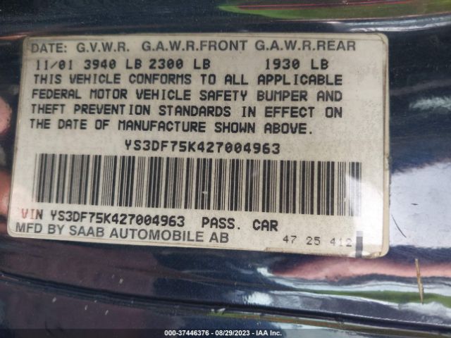 2002 SAAB 9-3 YS3DF75K427004963 Photo 8