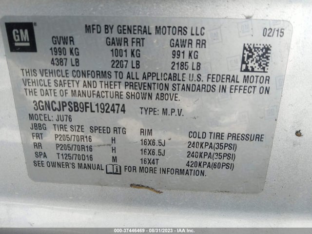 Chevrolet TRAX LS 2015 3GNCJPSB9FL192474 Image 9