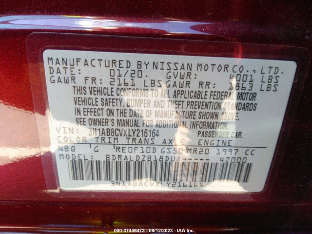 Nissan SENTRA SV 2020 3N1AB8CVXLY216164 Image 9