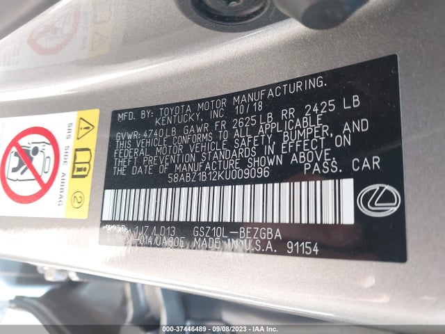 58ABZ1B12KU009096 Lexus Es Es 350