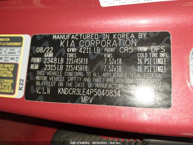 KNDCR3LE4P5040834 KIA Niro Ex Touring
