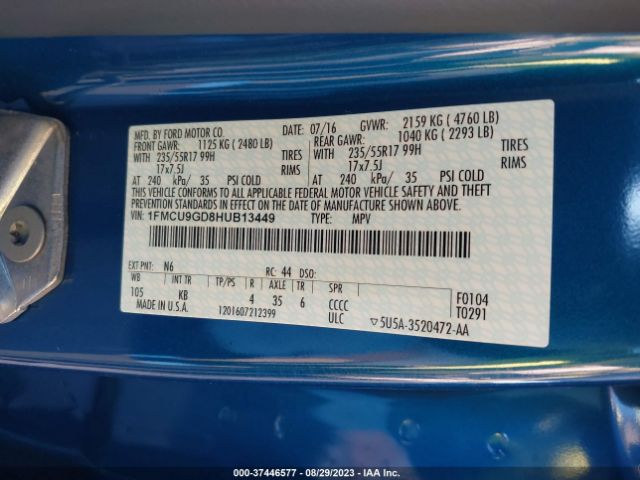 1FMCU9GD8HUB13449 Ford ESCAPE SE