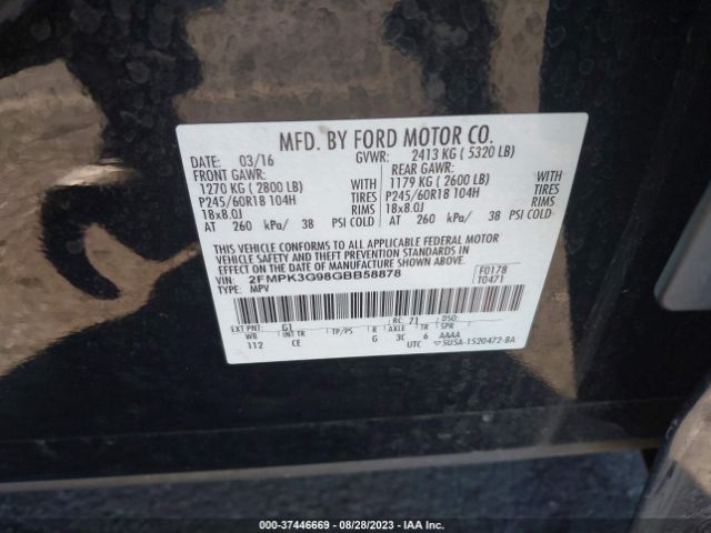 2FMPK3G98GBB58878 Ford EDGE SE
