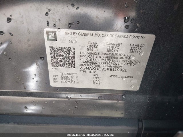 Chevrolet EQUINOX LT 2019 2GNAXUEV5K6119921 Image 15