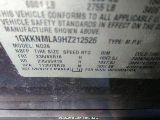 GMC ACADIA SLT 2017 1GKKNMLA9HZ212526 Image 9