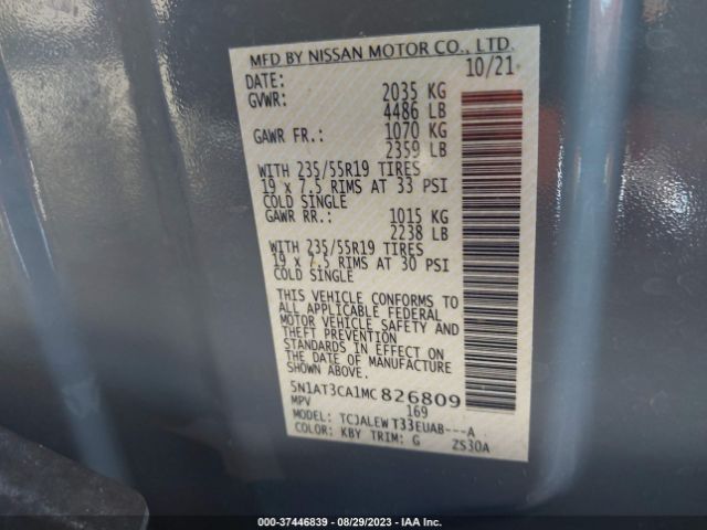 5N1AT3CA1MC826809 Nissan Rogue Sl