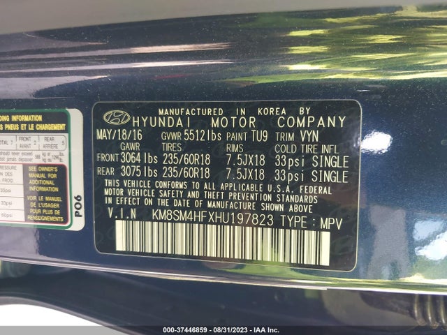 Hyundai Santa Fe Se 2017 KM8SM4HFXHU197823 Image 9