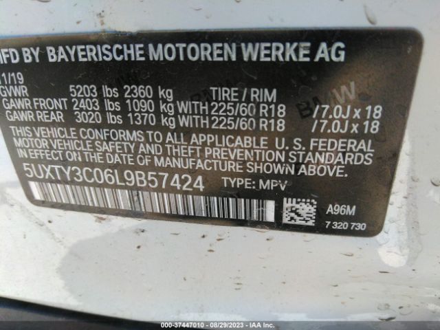 5UXTY3C06L9B57424 BMW X3 Sdrive30i