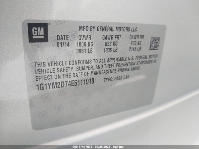 Chevrolet Corvette Stingray Z51 3lt 2014 1G1YM2D74E5111910 Image 9