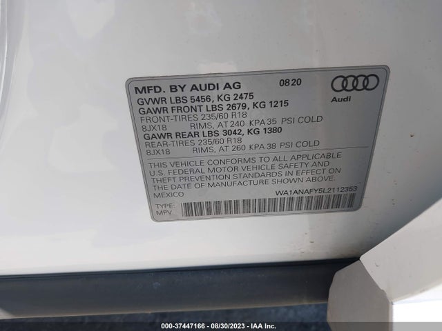 WA1ANAFY5L2112353 Audi Q5 Premium 45 Tfsi Quattro S Tronic