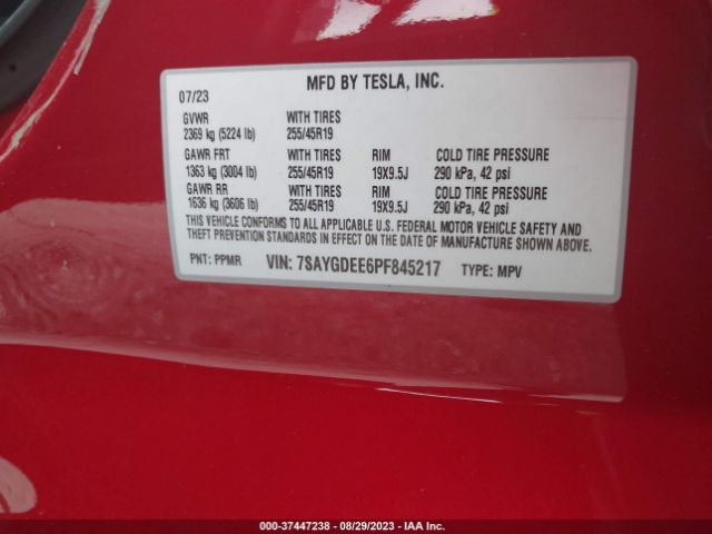 7SAYGDEE6PF845217 Tesla Model Y Long Range