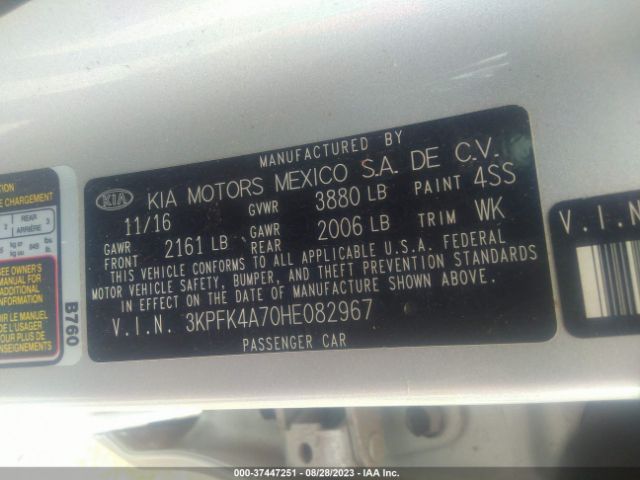 3KPFK4A70HE082967 KIA FORTE LX