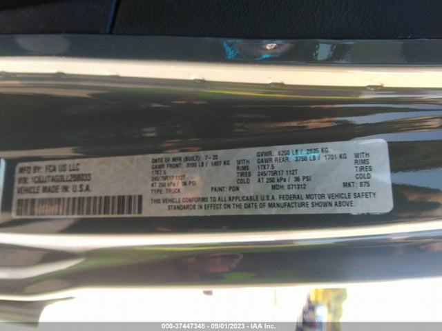 1C6JJTAG0LL208033 Jeep Gladiator Sport S