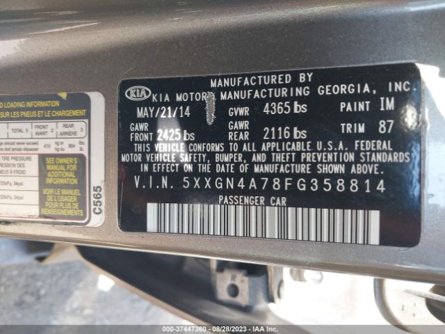 5XXGN4A78FG358814 KIA OPTIMA EX