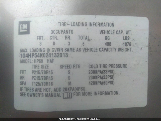 2002 BUICK LESABRE 1G4HP54K024132013 Photo 8