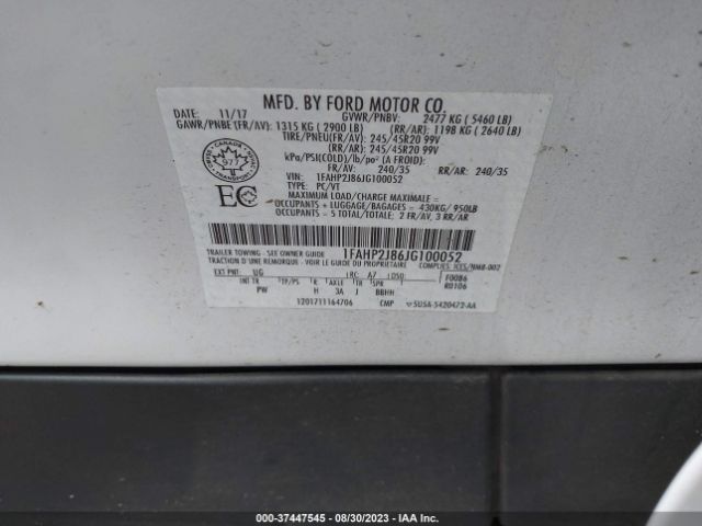 1FAHP2J86JG100052 Ford Taurus Limited
