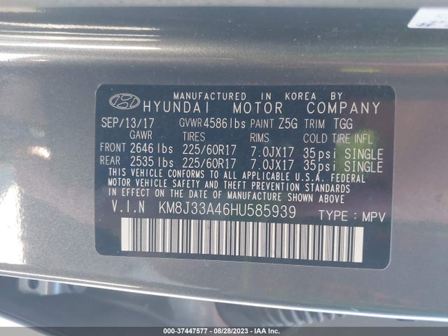 Hyundai TUCSON SE 2017 KM8J33A46HU585939 Image 9