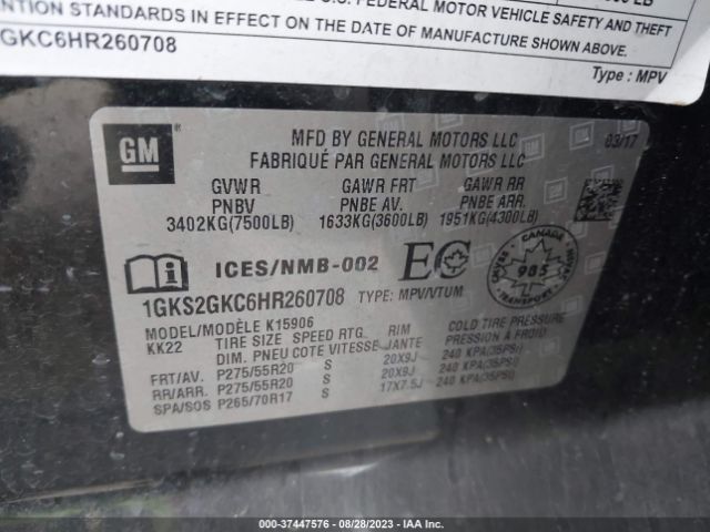 1GKS2GKC6HR260708 GMC Yukon Xl Slt