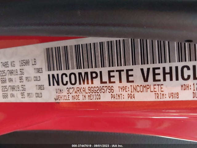 2016 Ram 4500, VIN: 3C7WRKAL9GG205796
