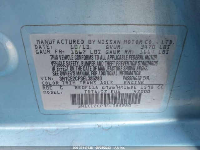 3N1CE2CP3EL385280 Nissan Versa Note Sv