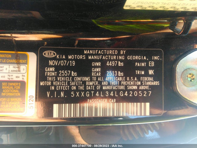 KIA Optima Lx 2020 5XXGT4L34LG420527 Image 9