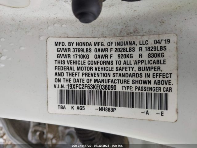 19XFC2F63KE036090 Honda Civic Sedan Lx