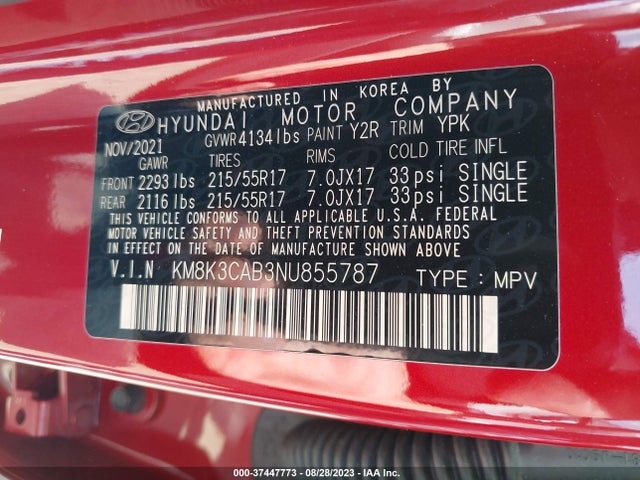 Hyundai Kona Sel 2022 KM8K3CAB3NU855787 Image 9