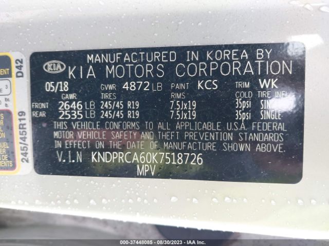 KNDPRCA60K7518726 KIA Sportage Sx Turbo
