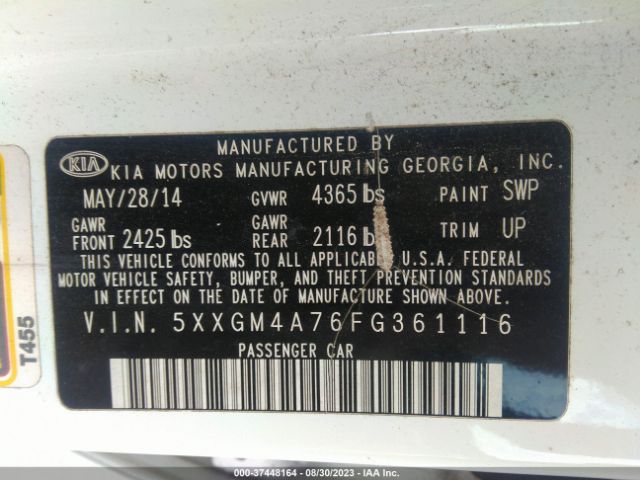 5XXGM4A76FG361116 KIA Optima Lx
