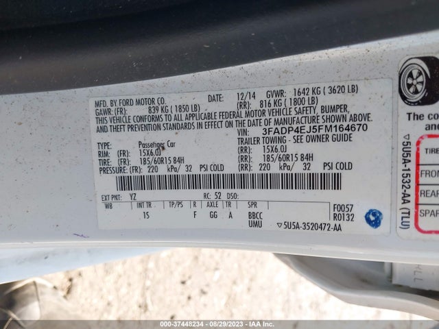 Ford FIESTA SE 2015 3FADP4EJ5FM164670 Image 9