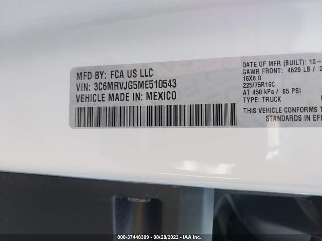 3C6MRVJG5ME510543 RAM Promaster Cargo Van